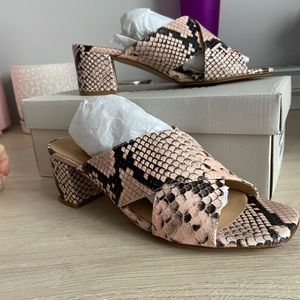 Sandals snake print in real leather, size 39